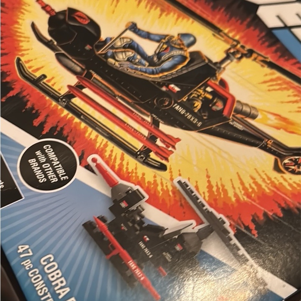 Black and Red Cobra Attack Helicopter Building Set for Kids